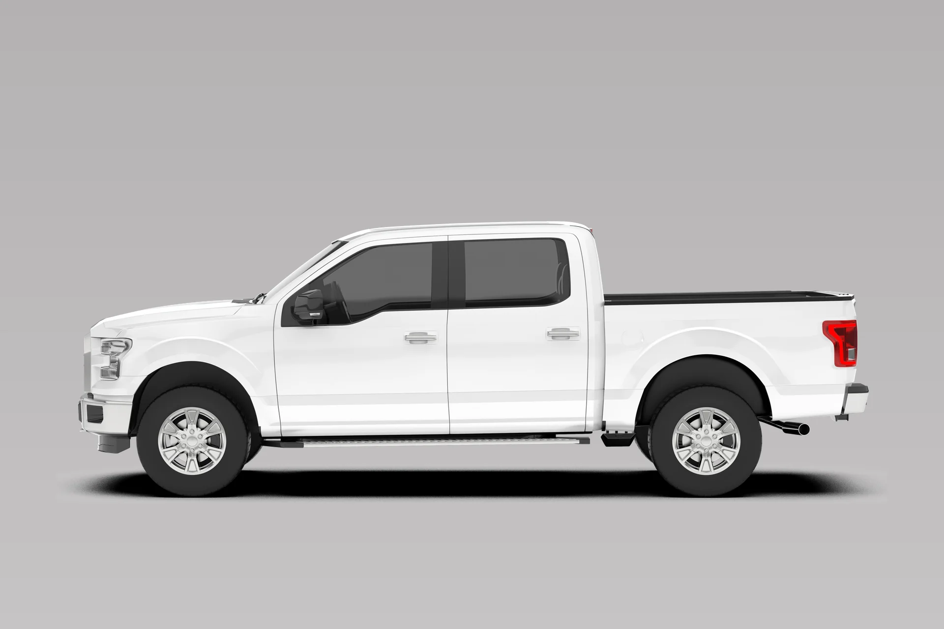 White Ford F-150 pickup truck, side view: pickup and work truck transmission service