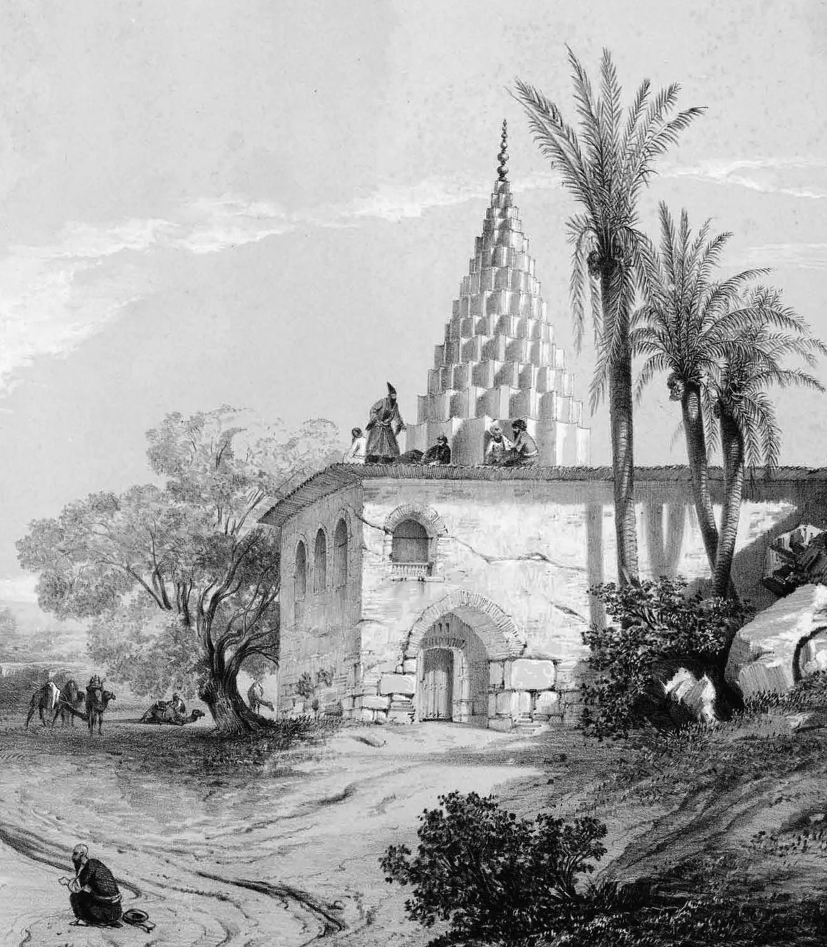Historic engraving of the Tomb of Daniel in Susa (Shush), Iran