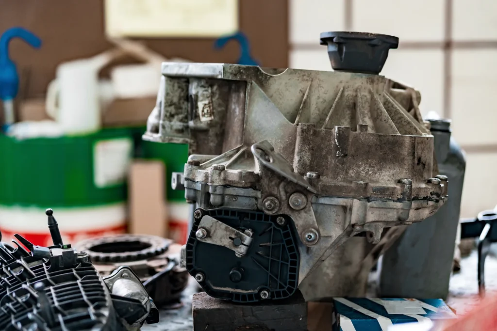 Disassembled automatic transmission during a rebuild at a Woodbridge transmission shop