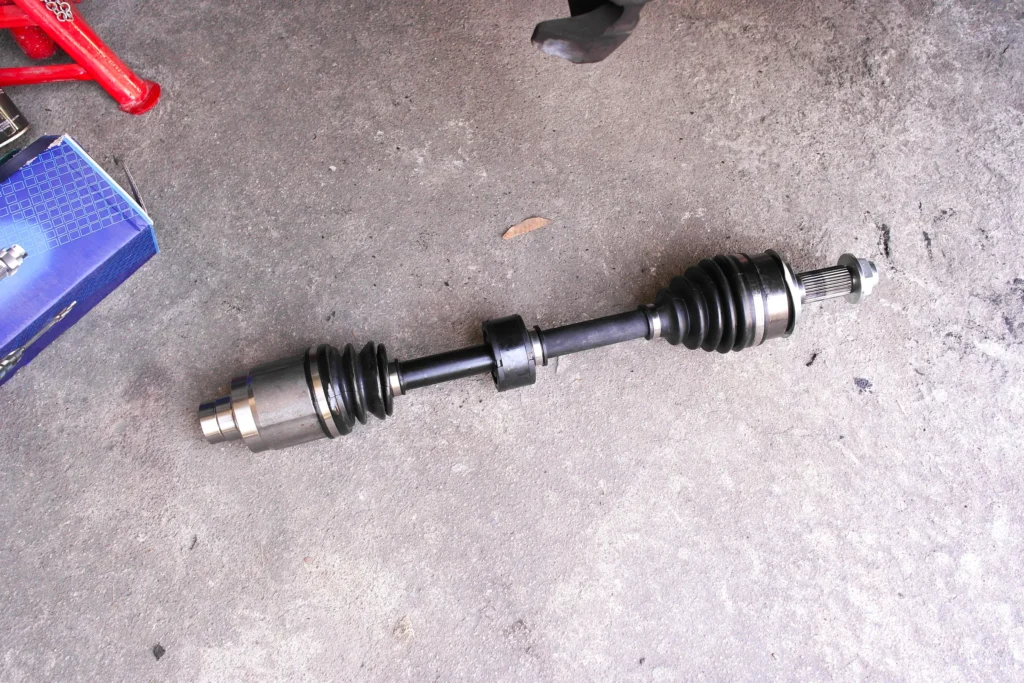 New front drive shaft and CV axle ready for installation