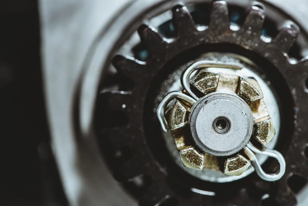 Close-up of torque converter gearing inside an automatic transmission
