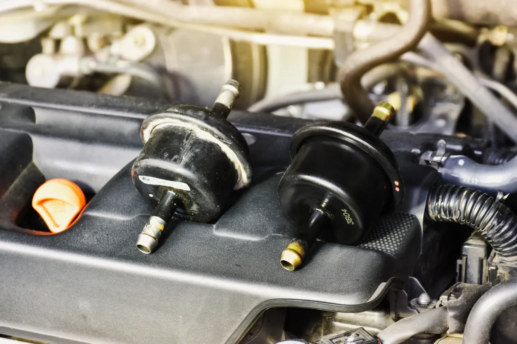 New and used transmission filters compared during a filter replacement